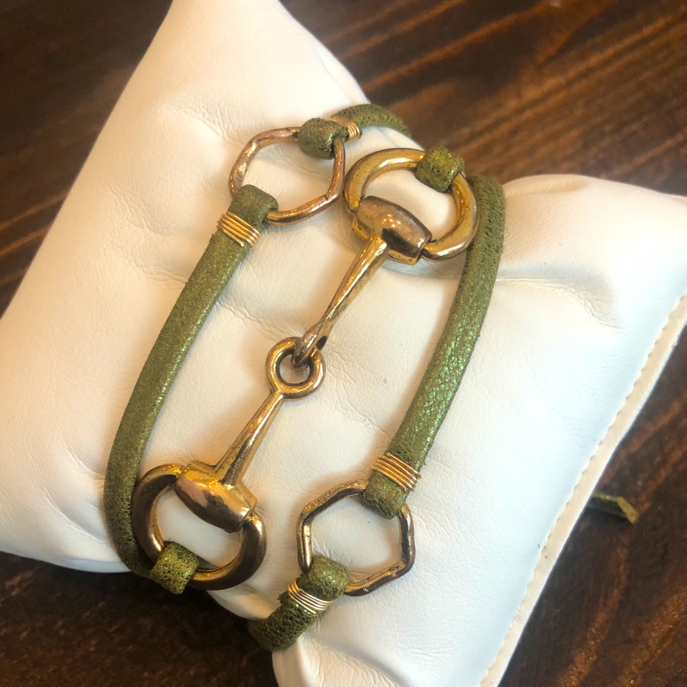Gold & Green Horse-bit Wrap Bracelet